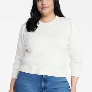 Time and Tru Cream Crewneck Sweater Ribbed Knit Long Sleeve NWT.